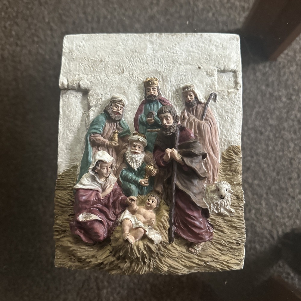Vintage 1991 Albert E Price Nativity 3D Wall Plaque Resin Christmas Holy Family